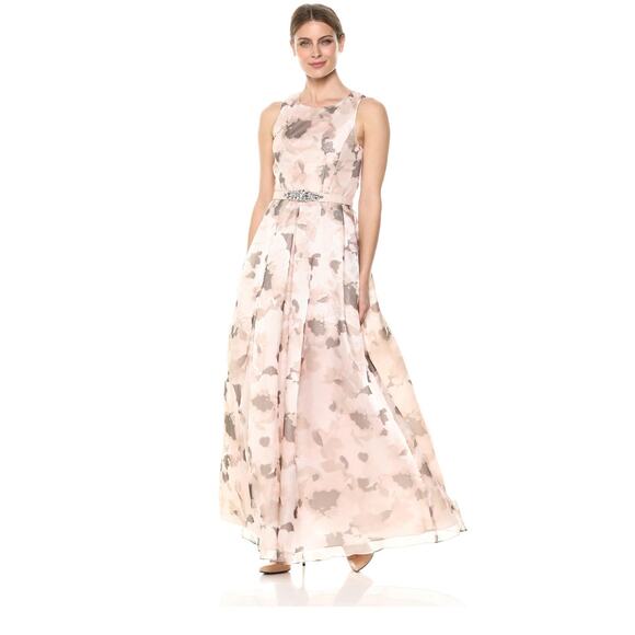 Eliza J Dresses & Skirts - NWOT Eliza J Floral Organza Embellished‎ Champagne Metallic Jacquard Ball Gown 6